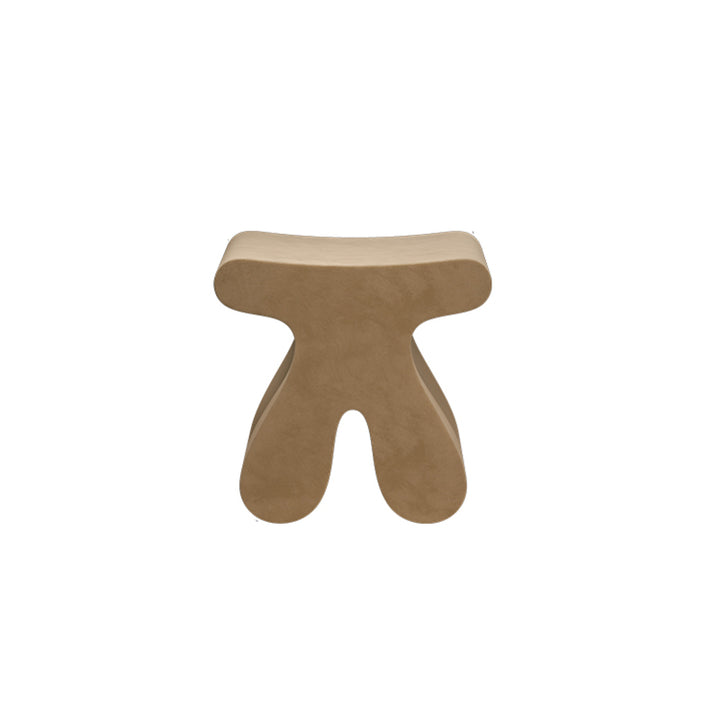 Tabouret bas sculptural arrondi en bois massif, contreplaqué et velours, style minimaliste moderne, pour chambre à coucher 