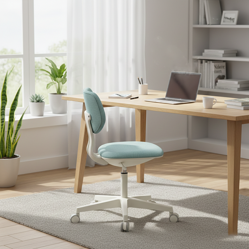 Modern Minimalist PP &amp; Nylon &amp; Linen Metal Swivel Desk Chair With Adjustable Height &amp; Backrest For Home Office &amp; Bedroom
