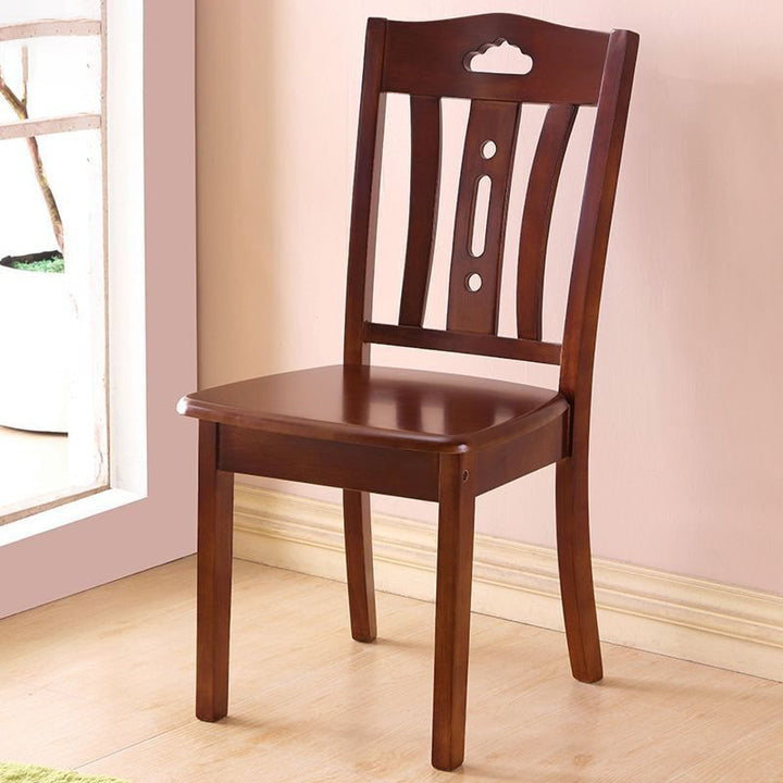 Traditional Chinese Solid Wood & MDF Dining Chair With Openwork Backrest For Dining Room