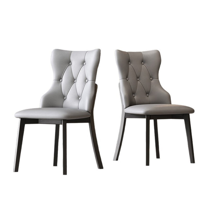 Chaise de salle à manger moderne de luxe en bois massif et similicuir avec dossier, lot de 2 pour salle à manger 