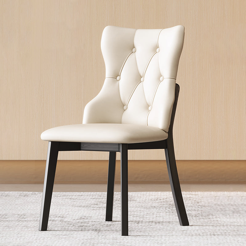 Chaise de salle à manger moderne de luxe en bois massif et similicuir avec dossier, lot de 2 pour salle à manger 