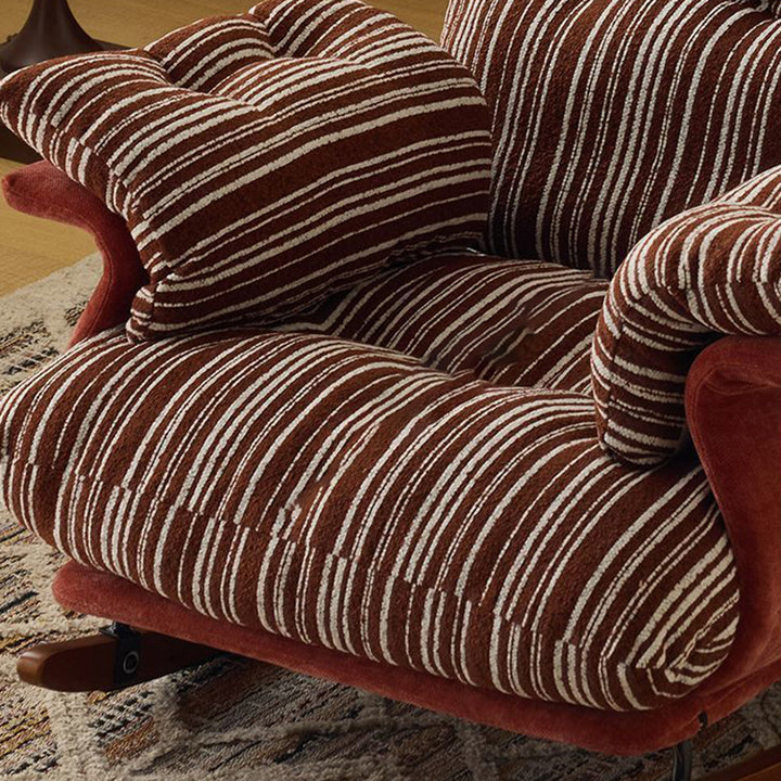 Zeitgenössischer Retro-Samt-Eisen- und Holz-Polster-Schaukelstuhl mit Armlehnen und Liegefunktion für das Wohnzimmer 
