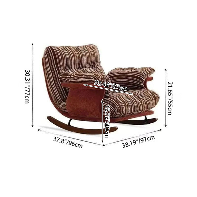 Zeitgenössischer Retro-Samt-Eisen- und Holz-Polster-Schaukelstuhl mit Armlehnen und Liegefunktion für das Wohnzimmer 