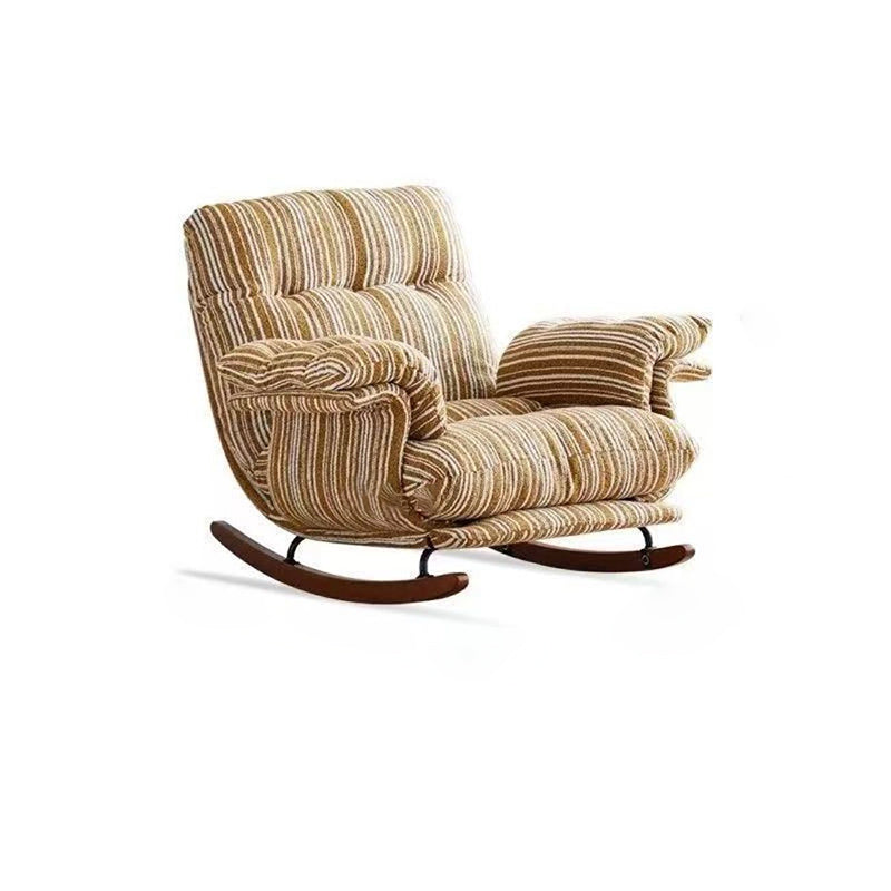 Zeitgenössischer Retro-Samt-Eisen- und Holz-Polster-Schaukelstuhl mit Armlehnen und Liegefunktion für das Wohnzimmer 
