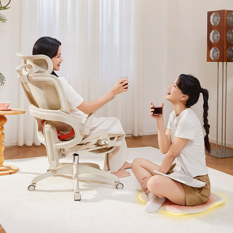 Chaise de bureau pivotante ergonomique réglable en hauteur en cuir PU et coton, style minimaliste moderne, pour bureau à domicile 