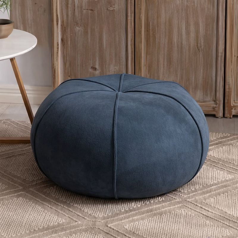 Tabouret bas contemporain en velours pour salon et entrée, cadre en bois massif et contreplaqué, motif citrouille créatif 