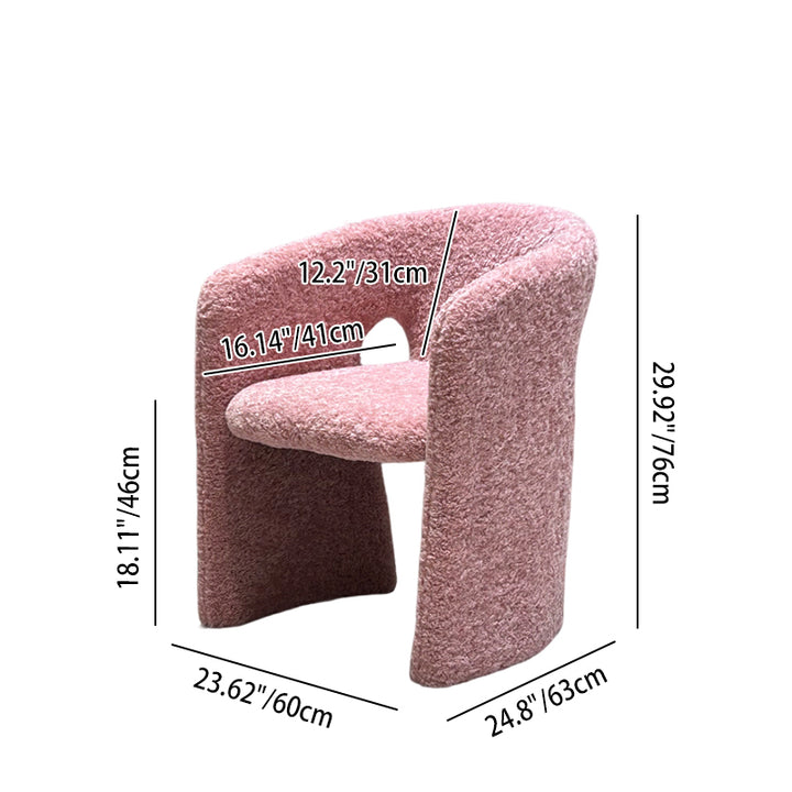 Chaise d'appoint moderne en acier et contreplaqué en forme de H, revêtue de laine d'agneau, avec dossier et accoudoirs, pour salon et chambre à coucher 