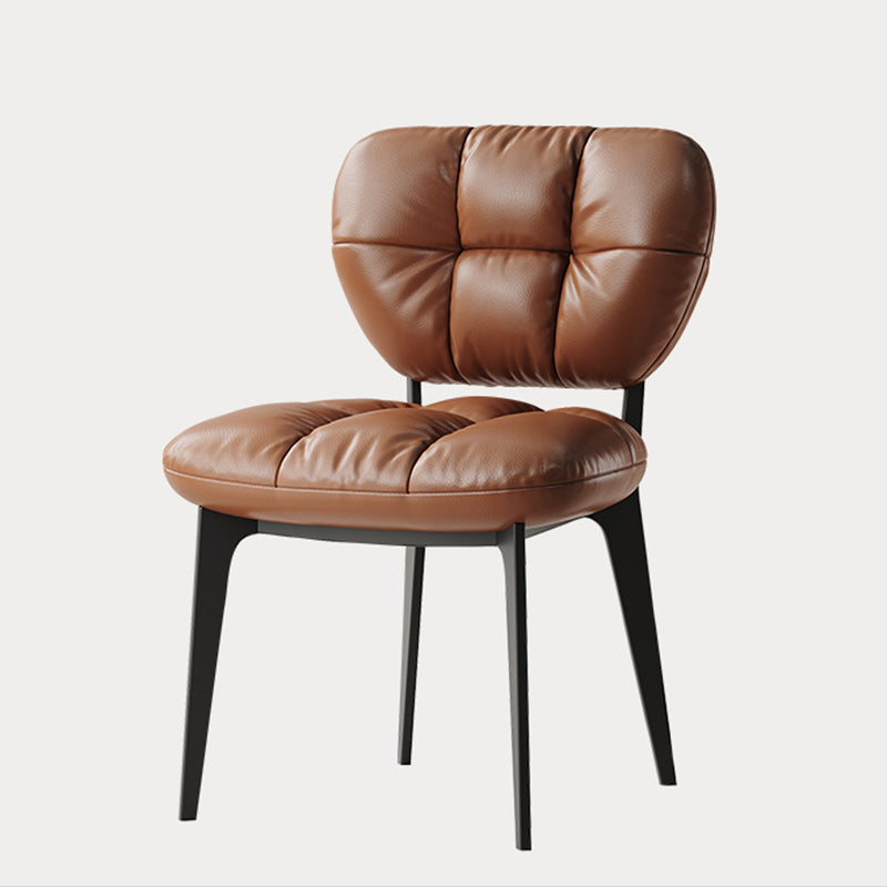 Chaise de salle à manger moderne de luxe en cuir microfibre et acier au carbone avec coussin en éponge haute densité pour salle à manger 