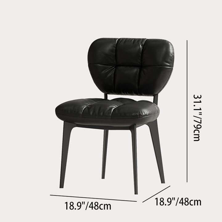 Modern Luxury Microfiber Leather & Carbon Steel Dining Chair With High-Density Sponge Cushion For Dining Room