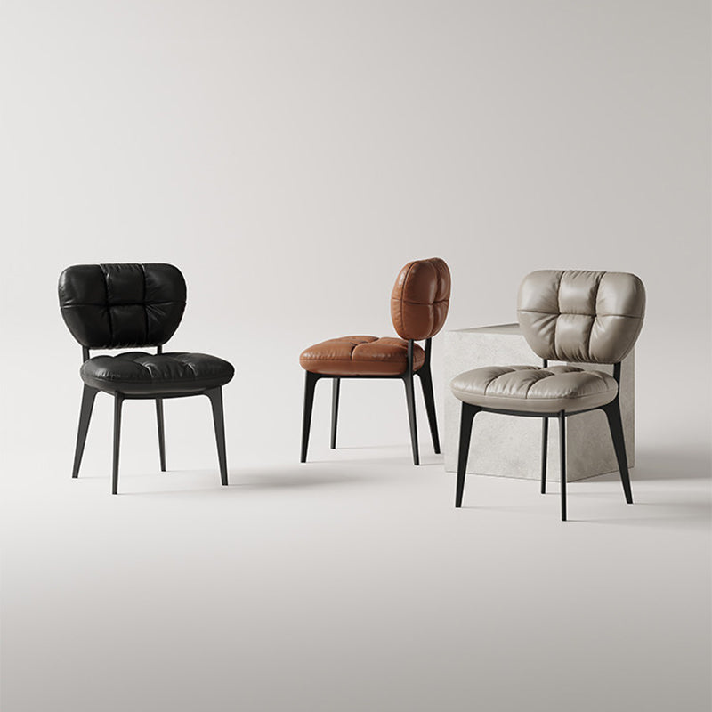 Chaise de salle à manger moderne de luxe en cuir microfibre et acier au carbone avec coussin en éponge haute densité pour salle à manger 