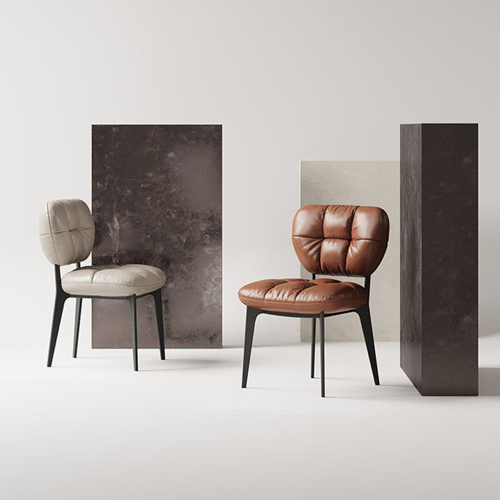 Modern Luxury Microfiber Leather & Carbon Steel Dining Chair With High-Density Sponge Cushion For Dining Room