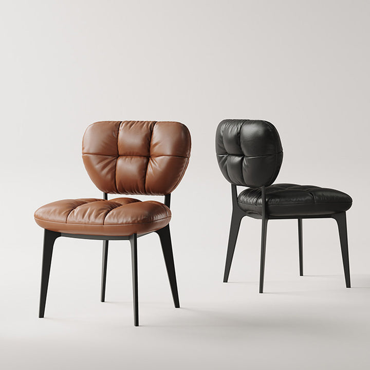 Chaise de salle à manger moderne de luxe en cuir microfibre et acier au carbone avec coussin en éponge haute densité pour salle à manger 