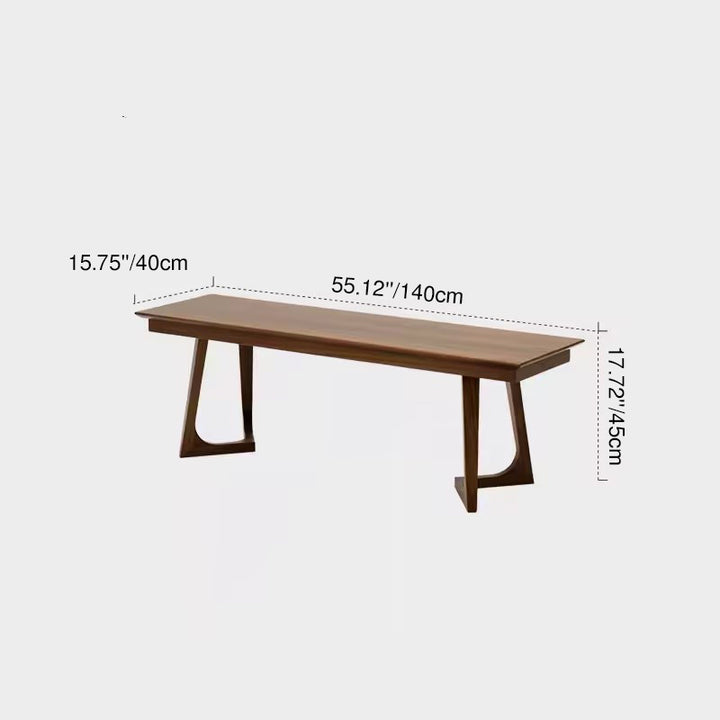 Modern Minimalist Solid Wood & Plywood Rectangular Bench Durable Use For Dining Room