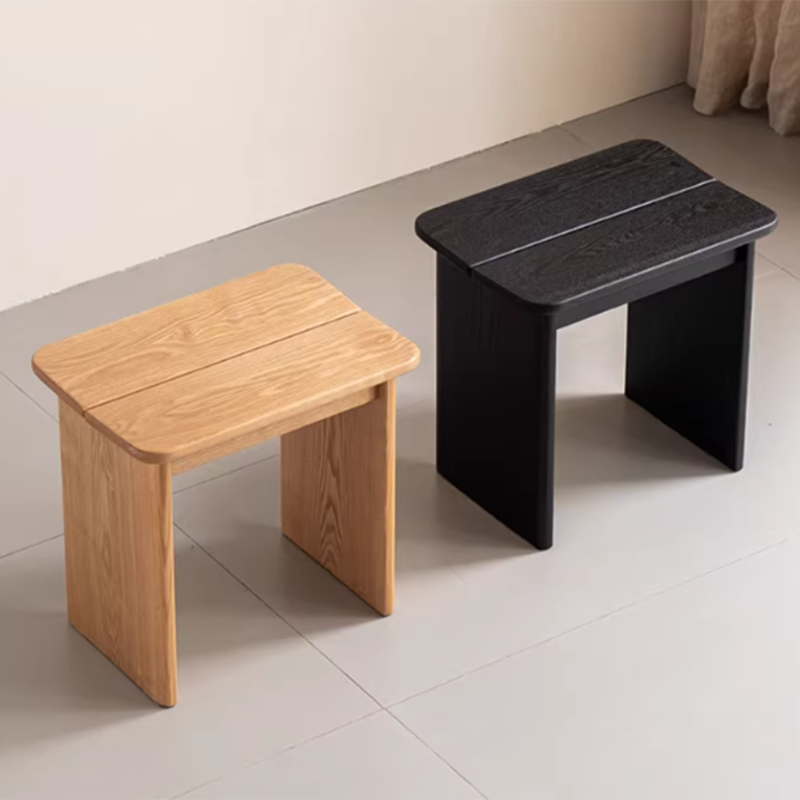 Chaise de salle à manger rectangulaire en bois massif au design minimaliste moderne, sans dossier, pour salle à manger et chambre à coucher 