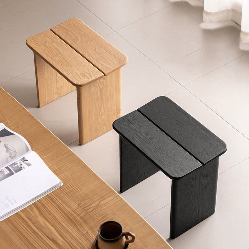 Chaise de salle à manger rectangulaire en bois massif au design minimaliste moderne, sans dossier, pour salle à manger et chambre à coucher 