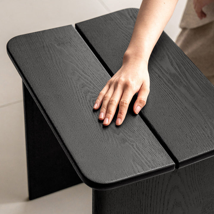Chaise de salle à manger rectangulaire en bois massif au design minimaliste moderne, sans dossier, pour salle à manger et chambre à coucher 