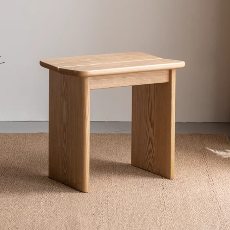 Chaise de salle à manger rectangulaire en bois massif au design minimaliste moderne, sans dossier, pour salle à manger et chambre à coucher 