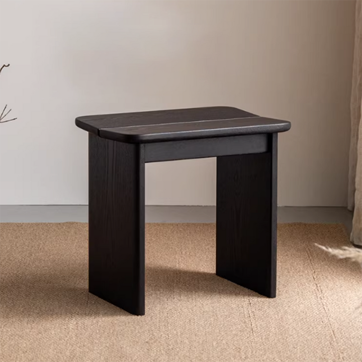 Chaise de salle à manger rectangulaire en bois massif au design minimaliste moderne, sans dossier, pour salle à manger et chambre à coucher 