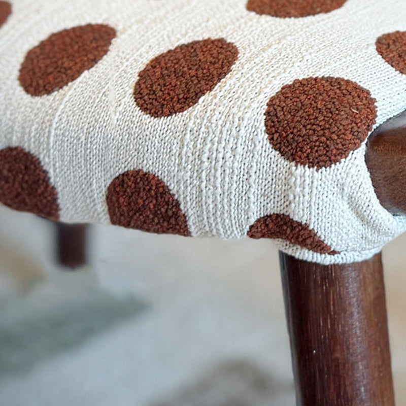 Contemporary Retro Cotton Linen Curved Seat Solid Wood Vanity Stool With Handles For Bedroom
