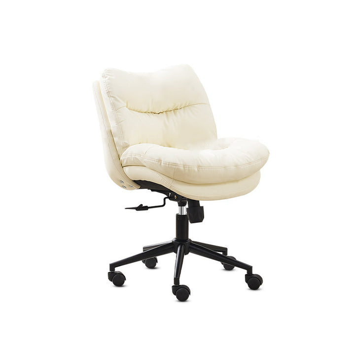 Modern Minimalist Solid Wood &amp; Plywood Steel Upholstered Rolling Desk Chair With Adjustable Height Swivel Design For Bedroom