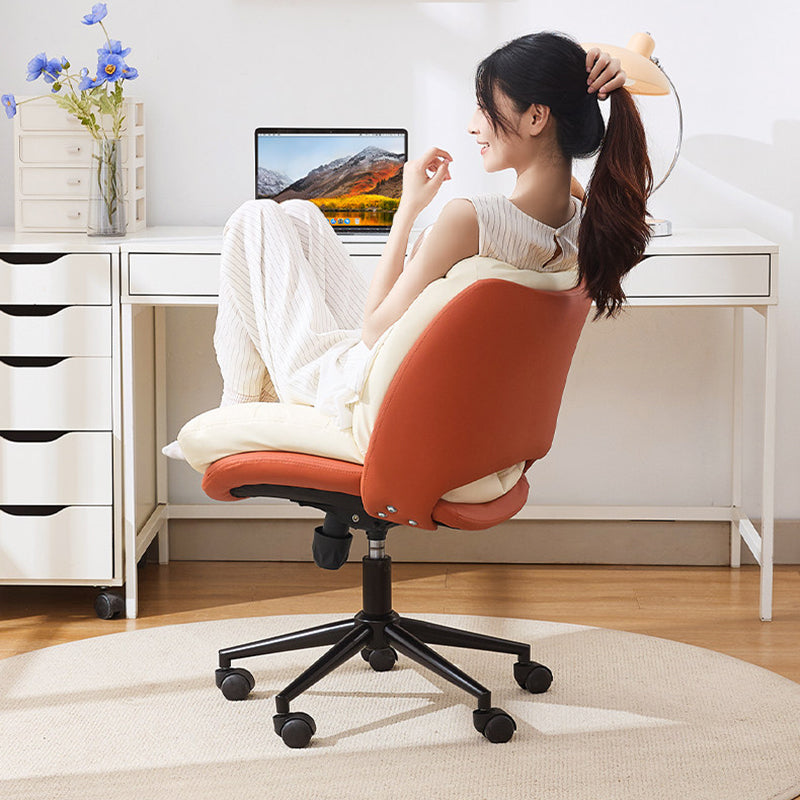 Modern Minimalist Solid Wood &amp; Plywood Steel Upholstered Rolling Desk Chair With Adjustable Height Swivel Design For Bedroom