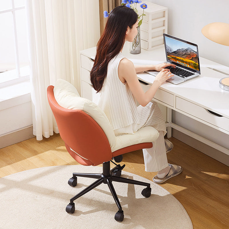 Modern Minimalist Solid Wood &amp; Plywood Steel Upholstered Rolling Desk Chair With Adjustable Height Swivel Design For Bedroom