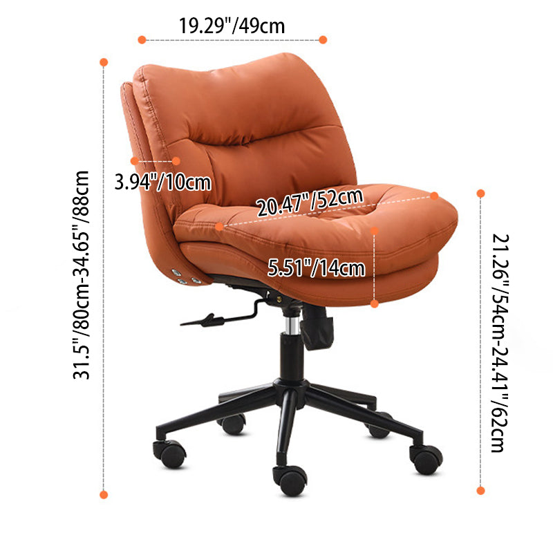 Modern Minimalist Solid Wood &amp; Plywood Steel Upholstered Rolling Desk Chair With Adjustable Height Swivel Design For Bedroom