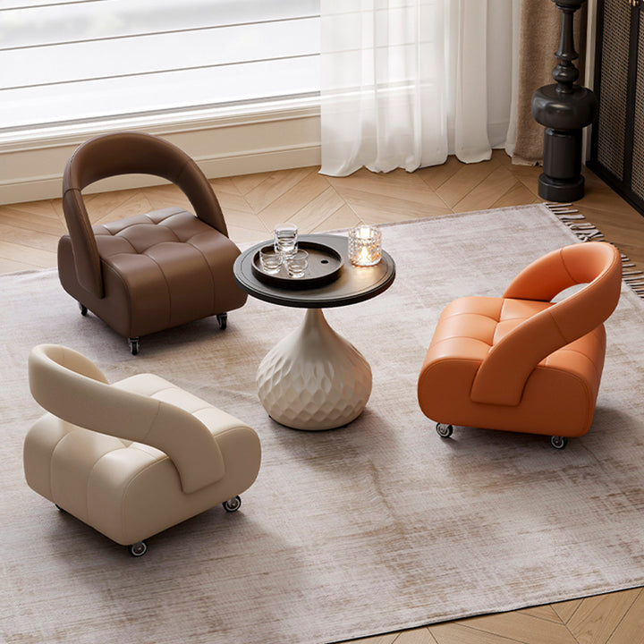 Modern Minimalist Faux Leather Plywood Rectangular Mobile Low Stool With Backrest For Entryway &amp; Living Room