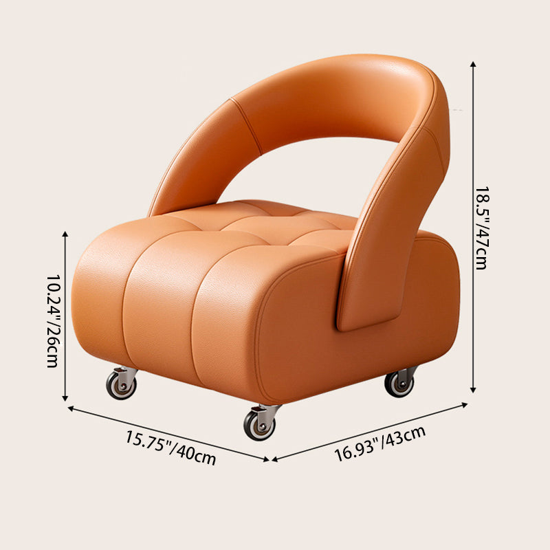 Modern Minimalist Faux Leather Plywood Rectangular Mobile Low Stool With Backrest For Entryway &amp; Living Room
