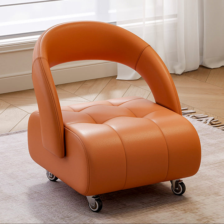 Modern Minimalist Faux Leather Plywood Rectangular Mobile Low Stool With Backrest For Entryway &amp; Living Room