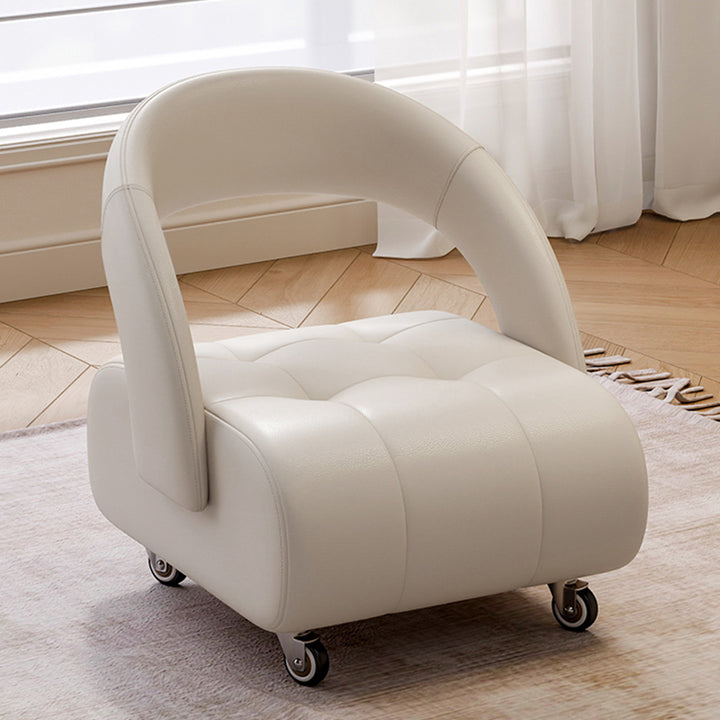 Modern Minimalist Faux Leather Plywood Rectangular Mobile Low Stool With Backrest For Entryway &amp; Living Room