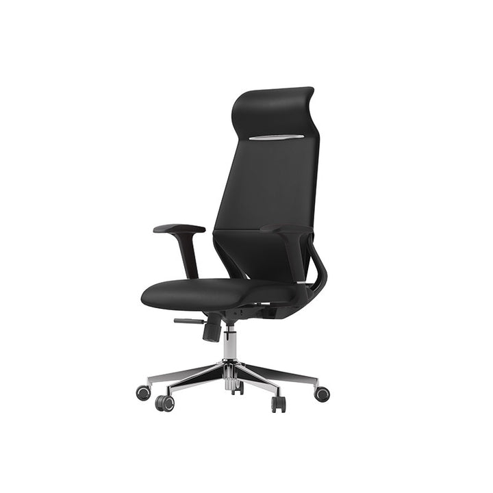 Moderner luxuriöser ergonomischer Schreibtischstuhl aus Sperrholz, Aluminiumlegierung, Nylon, Echtleder und Kunstleder mit Drehrollen, Höhenverstellung, Kopfstütze und Armlehnen für das Homeoffice 