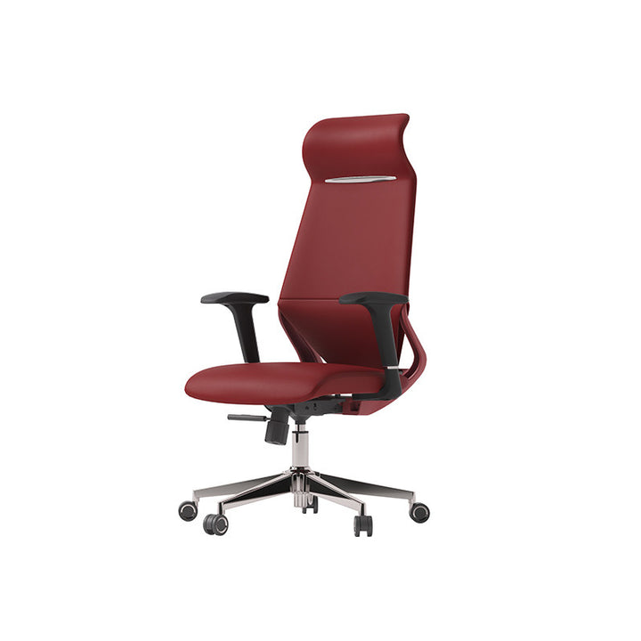 Moderner luxuriöser ergonomischer Schreibtischstuhl aus Sperrholz, Aluminiumlegierung, Nylon, Echtleder und Kunstleder mit Drehrollen, Höhenverstellung, Kopfstütze und Armlehnen für das Homeoffice 