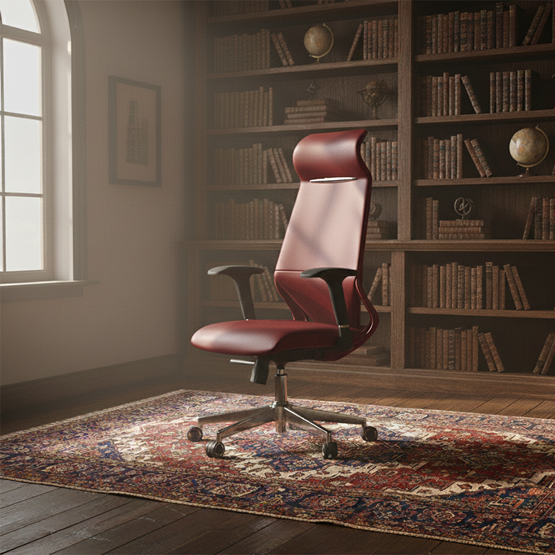 Moderner luxuriöser ergonomischer Schreibtischstuhl aus Sperrholz, Aluminiumlegierung, Nylon, Echtleder und Kunstleder mit Drehrollen, Höhenverstellung, Kopfstütze und Armlehnen für das Homeoffice 