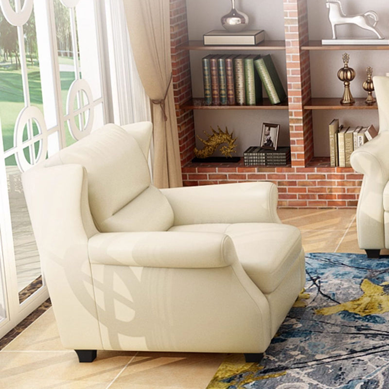 Chaise d’appoint moderne en cuir de luxe et bois massif avec dossier ergonomique et accoudoirs pour salon et chambre 