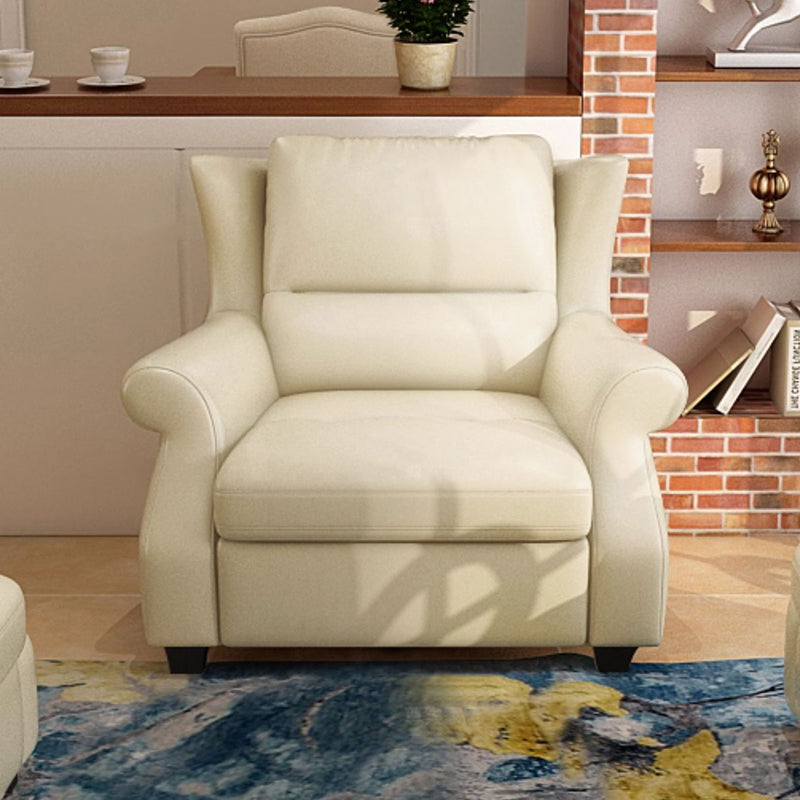 Chaise d’appoint moderne en cuir de luxe et bois massif avec dossier ergonomique et accoudoirs pour salon et chambre 