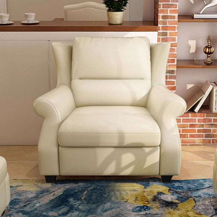 Moderner Luxus-Ledersessel aus Massivholz mit ergonomischer Rückenlehne und Armlehnen für Wohnzimmer und Schlafzimmer 