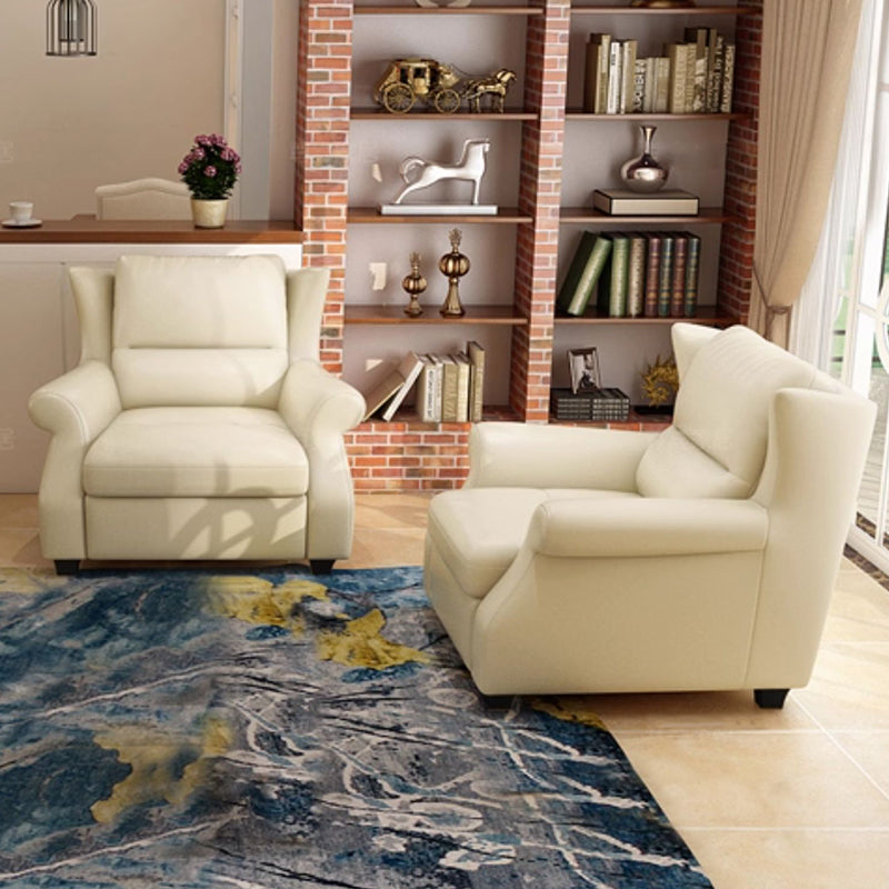Chaise d’appoint moderne en cuir de luxe et bois massif avec dossier ergonomique et accoudoirs pour salon et chambre 