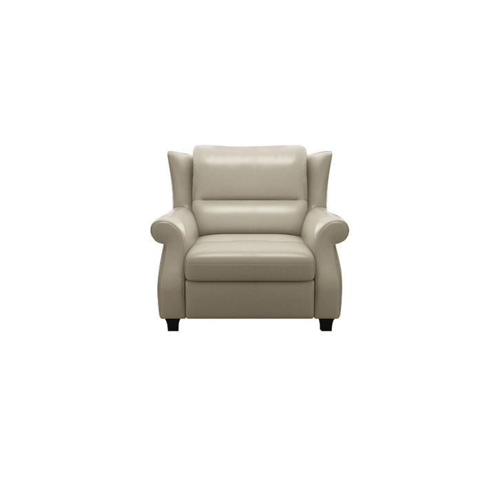 Chaise d’appoint moderne en cuir de luxe et bois massif avec dossier ergonomique et accoudoirs pour salon et chambre 