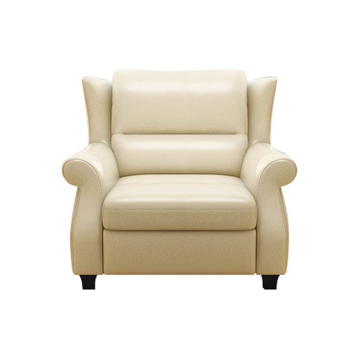 Chaise d’appoint moderne en cuir de luxe et bois massif avec dossier ergonomique et accoudoirs pour salon et chambre 