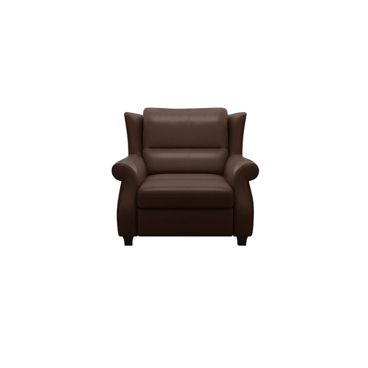 Chaise d’appoint moderne en cuir de luxe et bois massif avec dossier ergonomique et accoudoirs pour salon et chambre 