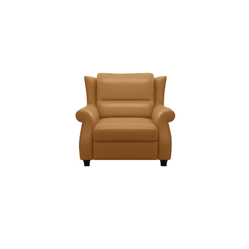 Chaise d’appoint moderne en cuir de luxe et bois massif avec dossier ergonomique et accoudoirs pour salon et chambre 