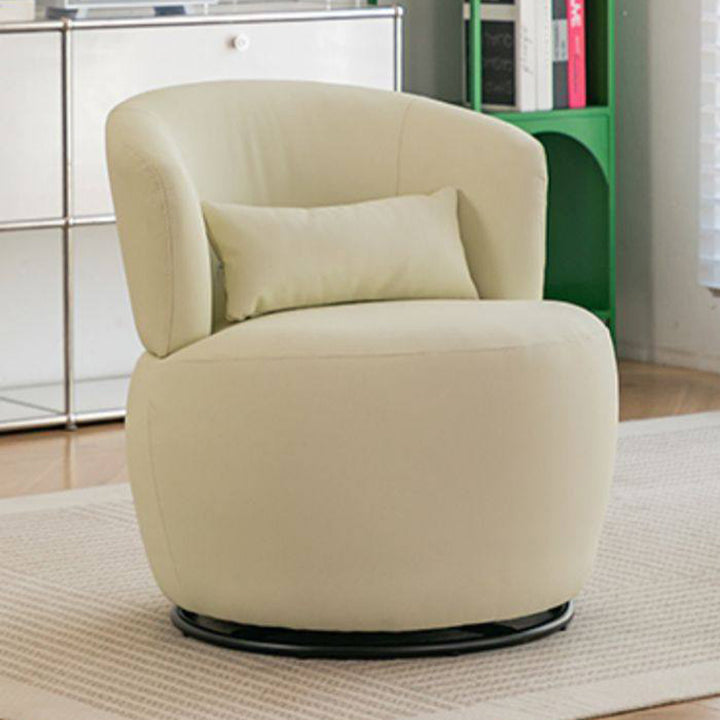 Moderner runder Akzentstuhl im Retro-Stil aus Sperrholz und Stahl mit Drehfunktion, Polsterung und Rückenlehne für das Wohnzimmer 