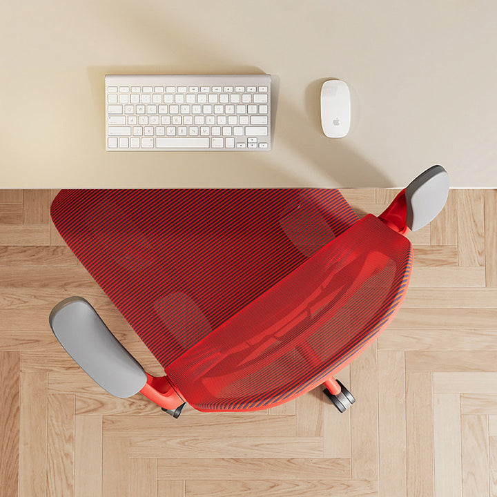 Chaise de bureau moderne minimaliste en PP et maille, réglable en hauteur, pivotante, avec accoudoirs relevables et roulettes pour bureau à domicile 