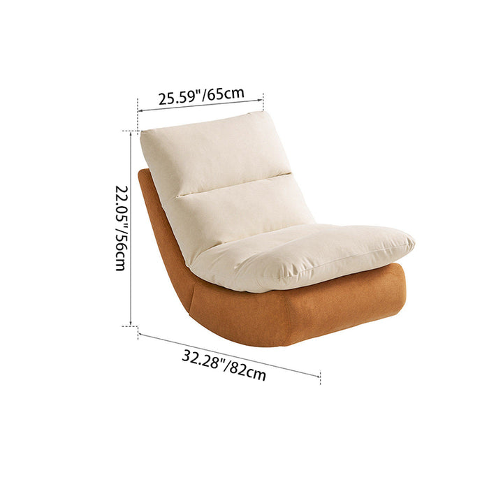 Fauteuil à bascule rectangulaire moderne minimaliste en bois massif et contreplaqué, similicuir et tissu, avec design pliable et amovible pour salon et chambre à coucher 