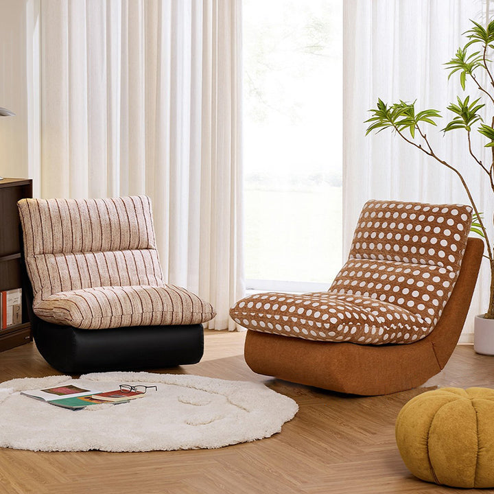 Fauteuil à bascule rectangulaire moderne minimaliste en bois massif et contreplaqué, similicuir et tissu, avec design pliable et amovible pour salon et chambre à coucher 