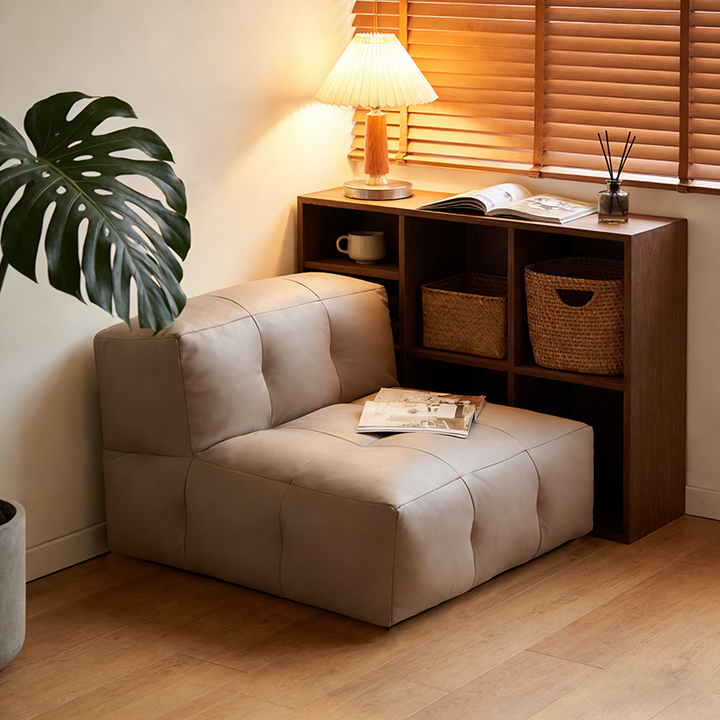 Moderner minimalistischer wasserfester quadratischer Relaxsessel aus synthetischem Stoff und EPP mit pflegeleichter Oberfläche für Wohnzimmer & Schlafzimmer 