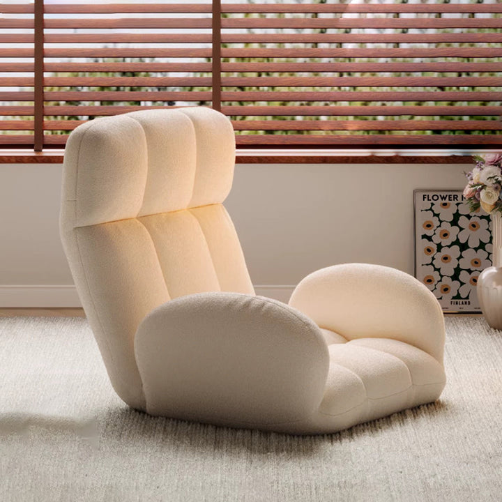 Sillón decorativo rectangular moderno y minimalista de acero y tela sherpa con respaldo y reposabrazos ajustables para dormitorio 