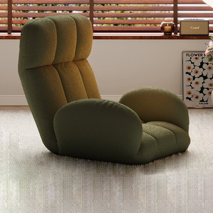 Sillón decorativo rectangular moderno y minimalista de acero y tela sherpa con respaldo y reposabrazos ajustables para dormitorio 