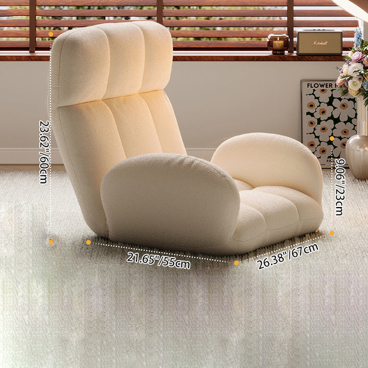 Sillón decorativo rectangular moderno y minimalista de acero y tela sherpa con respaldo y reposabrazos ajustables para dormitorio 